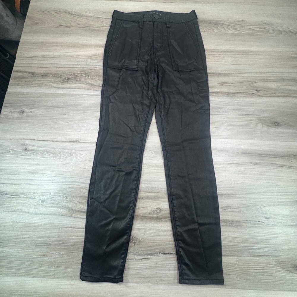 Sanctuary Standard Surplus Coated Black Moto Skinny Jeans Biker chic Size 26